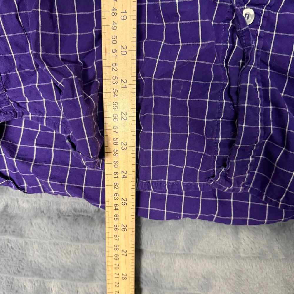 Knights Apparel LSU Button Down Shirt Mens Medium Purple Windowpane Plaid Cotton - Picture 2 of 8